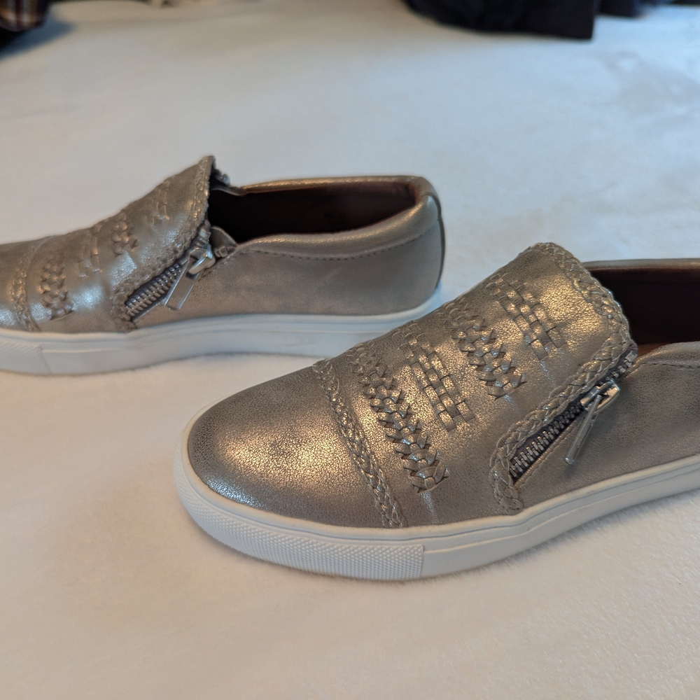 Report Silver Slip-On Sneakers with Perforated Design